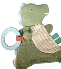 Itzy Ritzy Dinosaur Crinkle Lovey Teether Sensory Baby Toy Jingle Ribbon Tags