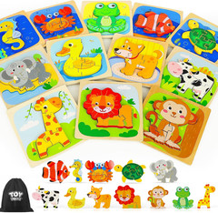 Wooden Puzzles for Toddlers 2-4, Montessori Toys for 1 2 3 Year Old Boys Girls,