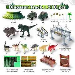 268 PCS Race Tracks Dinosaur Toys for Kids 3-5, Glow in The Dark Magic Toy Se…