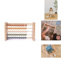 Brooklyn Neutral Boho Abacus – STEM Math Toddler Toy with Beads – Montessori