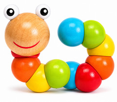 Wooden Flexible Caterpillar Toy – Colorful Sensory Learning Toy