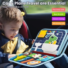 Interactive Dinosaur Busy Book – Fine Motor Skills for Toddlers 1-3 Old