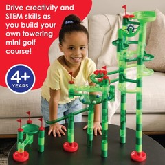 MindWare Marble Run Mini Golf – 75 Track Pieces, 20 Marbles – Ages 4-8