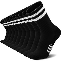 Womens Crew Socks Athletic Running Casual Cushioned Striped Calf Sock for Wom…