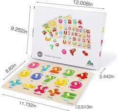 GRINNNIE Wooden Peg Puzzle for Toddlers 3 4 5 Old, 4 PCS Montessori Educatio…