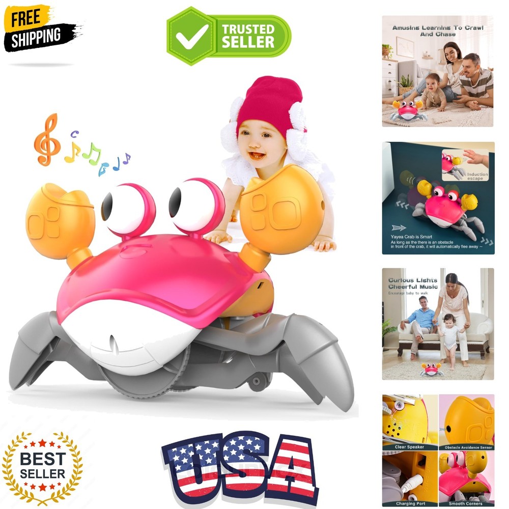 Crawling Crab Baby Toys Infant – Tummy Time Toy Gifts for 3 4 5 6 7 8 9 10 11…