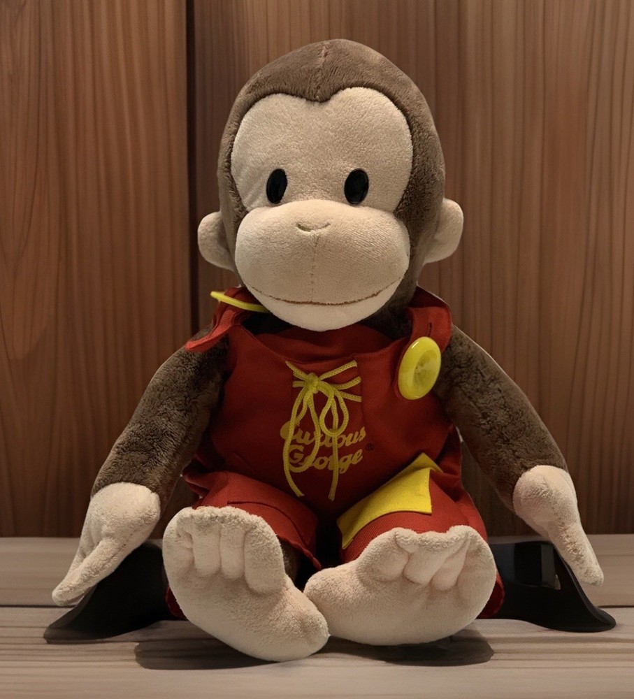 GUND Curious George Plush Monkey Activity Doll Snap Fasten Tie Button 15”