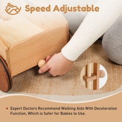 Wooden Baby Walker, Adjustable Speed Baby Push Walker, Montessori Push Toys f…