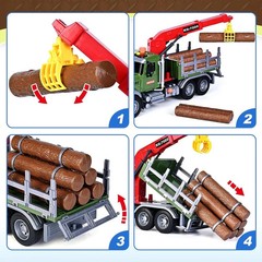 Kids Toys for 3 4 5 6 7 8 Years Old Boys, 15″ Farm Logging Truck Toy with Loadin
