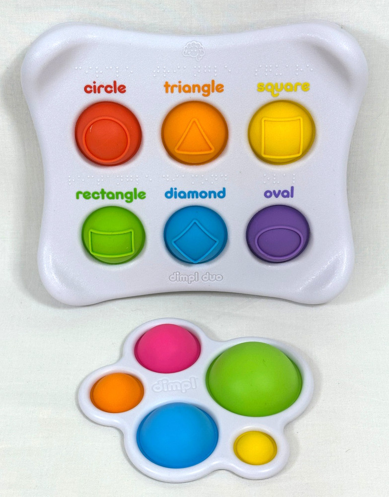 Fat Brain Toys DIMPL DUO & DIMPL Set Sensory Baby Toddler Toys Shapes Colors