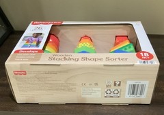 NEW Fisher Price Mattel Wooden Stacking Shape Sorter 26 Pieces 18 m+ Learning