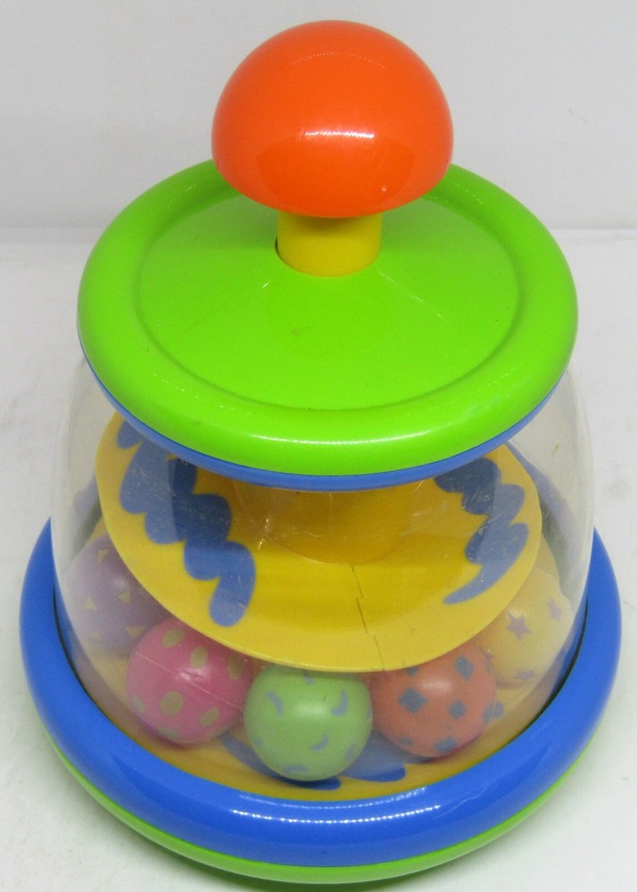 Infantino Green and Blue Toddlers Press & Pop Spin Top Toy.