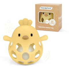 MCGMITT Baby Teething Toys for 3-6 Months, Easy Grasp Silicone Infant Yellow