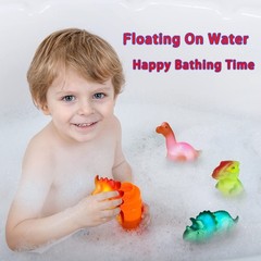Light Up Bath Toys,6 Packs Floating Dinosaur Bathtub Toys for Small