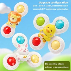 Baby Suction Spinner Bath Toy Montessori Rotating Sensory Toy for Toddlers Kids