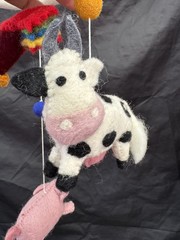 Farm animals . Baby mobile,Handmade in Nepal from felted Yak wool.