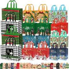 WLUSEAXI 20 Pack Christmas Gift Bags Assorted Sizes with 24 Tags, Reusable Ch…