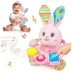 Baby Bilingual Musical Rabbit Stuffed Animals Toys,Infant Early Learning Toys