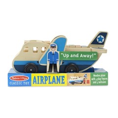 Melissa & Doug Wooden Airplane Play Set with 4 Play Figures and 4 Suitcases