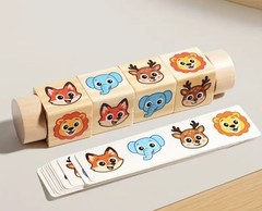 Wooden Rotating Building Blocks Educational Puzzle Toy- Animals