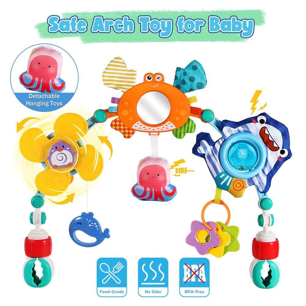 Baby Stroller Car Crib Mobile Activity Arch Toy Travel Colorful Musical Toy