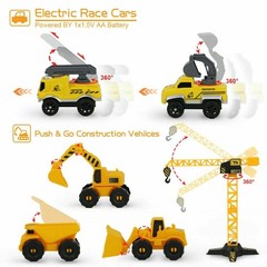 176pcs Flexible Race Train Track Toy Set with Construction Crane Toys for Kids