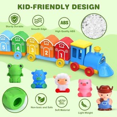 Montessori Toys for Toddlers, Farm Animal Train Set with Counting Matching Sorti