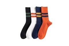 4 Pairs Men Striped colouful Crew Socks – Retro Athletic Casual Cotton Socks …