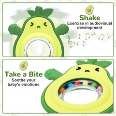 MISSLILI Teething Toy for Babies, Silicone Avocado Shape with D1383-LGN