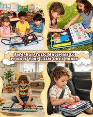 Montessori Busy Book for Toddlers, 8-Page Sensory Activity Book for Fine Moto