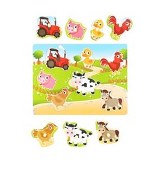 Wooden Puzzles Farm Chunky Baby Puzzles Peg Board, Full-Color Pictures for Pr…