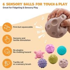 Montessori Sensory Baby Toy Set for 6-12 Months – Stacking Cups, Soft Blocks, Sp