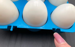Vintage 6 Eggs & Blue Carton Shape & Color Matching Toy