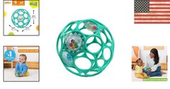 Oball Easy-Grasp Rattle BPA-Free Infant Toy in Teal, Age Newborn and up, 4 In…