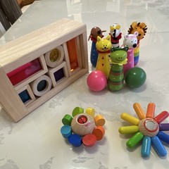 HABA Wonderworld Wooden Baby Toy Lot Rattles Animal Bowling Set BH688