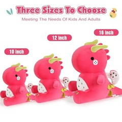 Cute Dragon Fruit Dinosaur Plush Dino Stuffed Animal Plushies 10 inch Red B