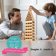 100pcs Classic Wooden Building Blocks Set,Solid STEM Building Toys for Kids, …