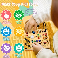 Busy Board with LED Light Switches Montessori Toys for 1 2 3 Years Old Toddle…