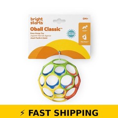 Bright Starts Oball Easy Grasp Classic Ball – Infant Toy – Red/Yellow/Green/Blue