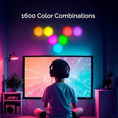 Interactive Remote-Controlled Hexagon LED Lights – 7 Panels for Kids’ Spaces