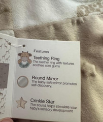 Modern Baby 30×40 Activity Blanket Giraffe Neutral Crinkle Teether Sensory NWT