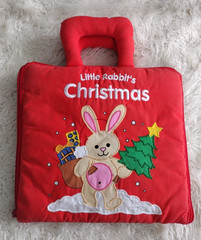 HTF RARE Vintage Little Rabbits Christmas Busy Quiet Book Handle Zip Book