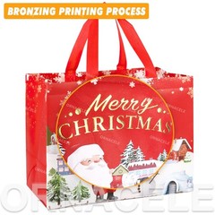 16PCS Christmas Bronzing Gift Treat Tote Non-Woven Bags with Handles for Gift…