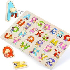 GRINNNIE Wooden Peg Puzzle for Toddlers 3 4 5 Old, 4 PCS Montessori Educatio…