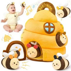 Baby Toys 6-12 Months – Beehive Infant Toy with 5 Sensory Bees Stuffed Animals