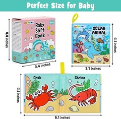 Soft Baby Books 6PCS Cloth Bath Toys Crinkle Washable Non-Toxic Educational