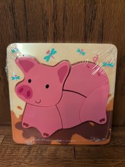 Wooden Pig 5 Piece Puzzle For Toddlers Kids Montessori Early Educational Toys