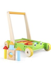 New — Jamohom Wooden Frog Baby Learning Walker Activity Center Toy with Blocks