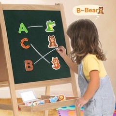 Wooden Kids Magnets – 26 Cute Animals, Alphabet Uppercase Letters, and 0-9 Nu…