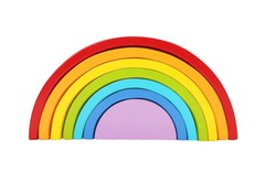 Rainbow Stacker Puzzle Blocks Wooden Pcs Color Shape Matching Jigsaw Montessori